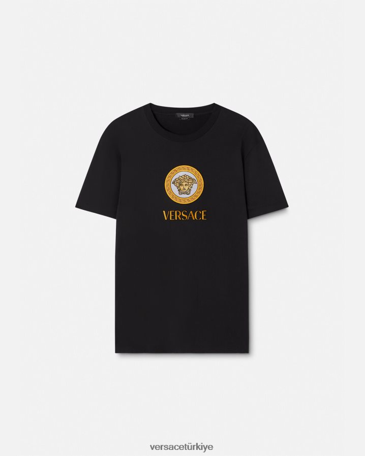 Versace medusa logolu tişört erkekler siyah Giyim B0HHR81399