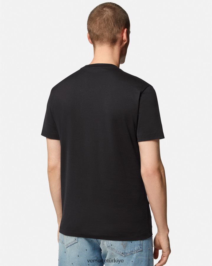 Versace medusa logolu tişört erkekler siyah Giyim B0HHR81399