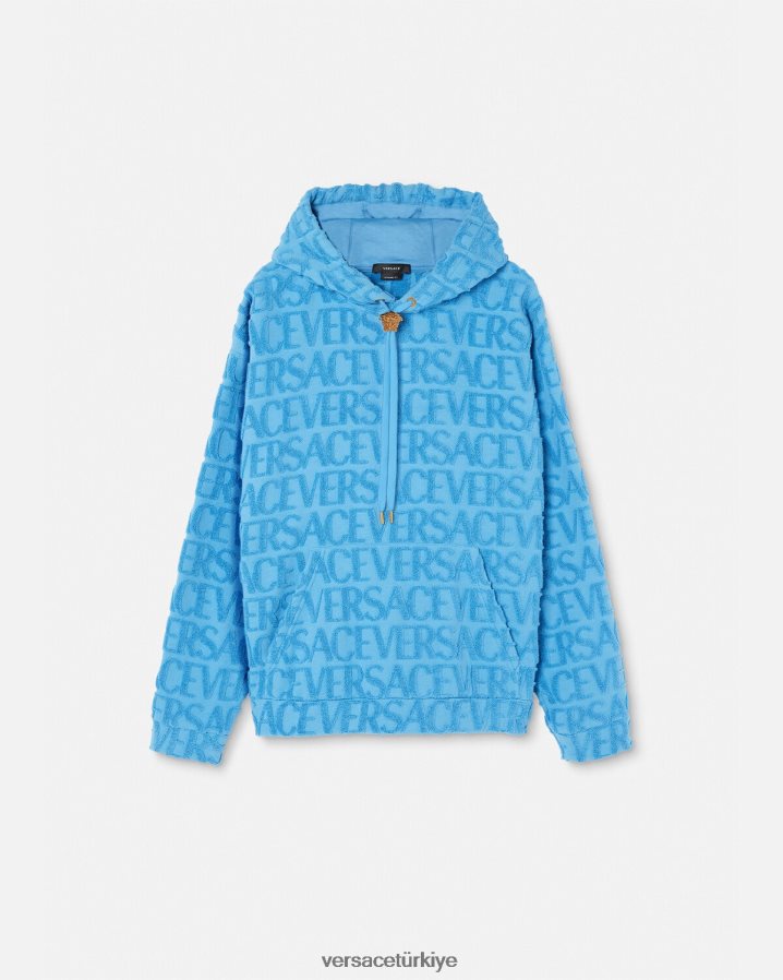 Versace boydan boya havlu kapşonlu erkekler tek renk Giyim B0HHR81412