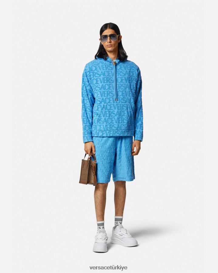 Versace boydan boya havlu kapşonlu erkekler tek renk Giyim B0HHR81412