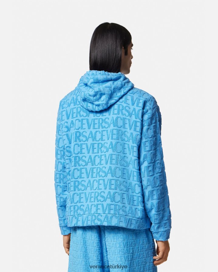 Versace boydan boya havlu kapşonlu erkekler tek renk Giyim B0HHR81412