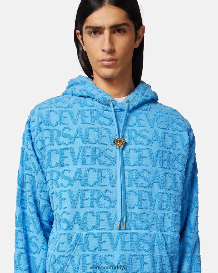 Versace boydan boya havlu kapşonlu erkekler tek renk Giyim B0HHR81412