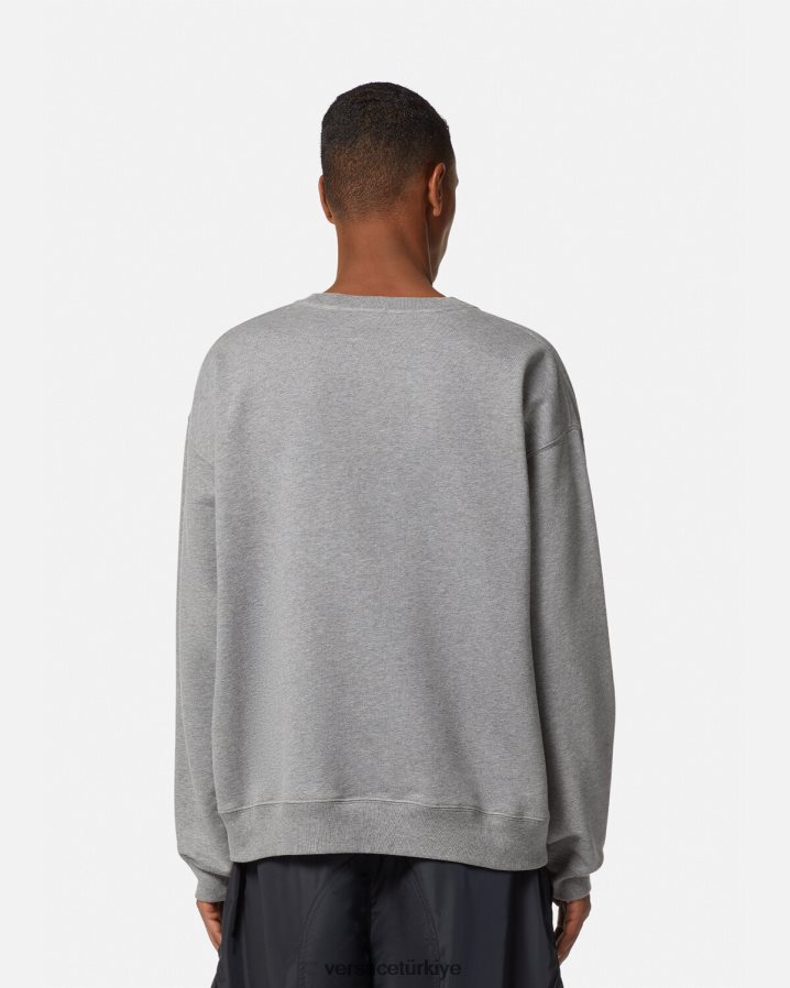 Versace la maschera logolu sweatshirt erkekler gri Giyim B0HHR81415