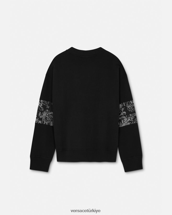 Versace logolu couture sweatshirt erkekler siyah Giyim B0HHR82406