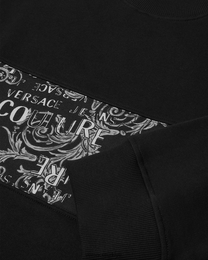 Versace logolu couture sweatshirt erkekler siyah Giyim B0HHR82406