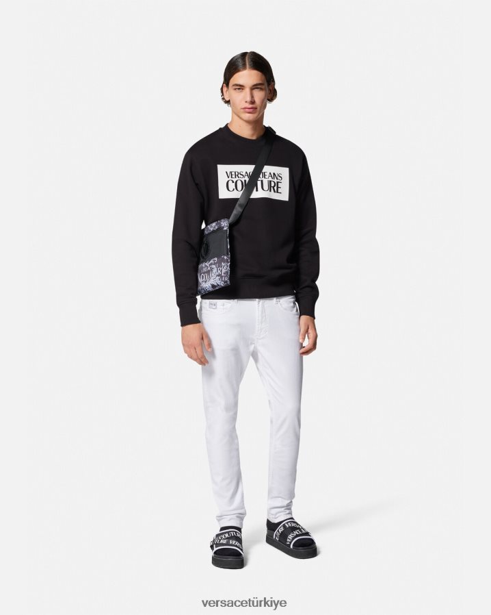 Versace logolu kazak erkekler siyah Giyim B0HHR82377