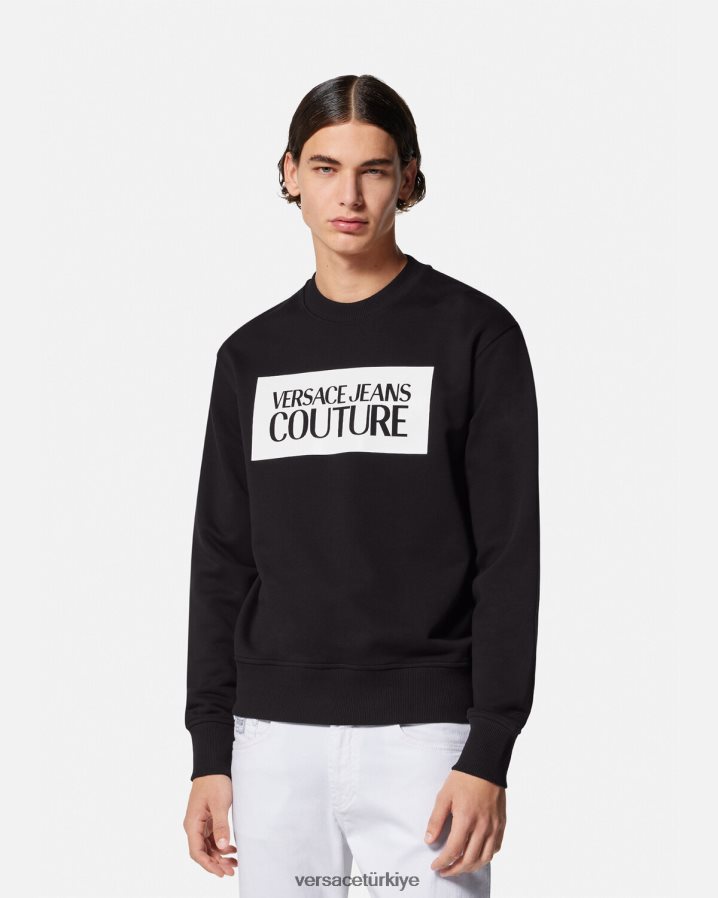Versace logolu kazak erkekler siyah Giyim B0HHR82377