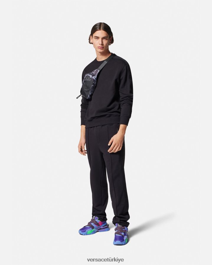 Versace logolu kazak erkekler siyah Giyim B0HHR82410