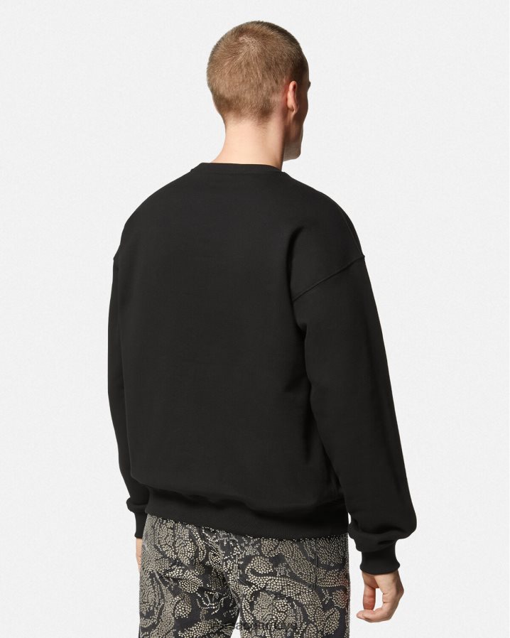 Versace medusa grafikli sweatshirt erkekler siyah Giyim B0HHR81428