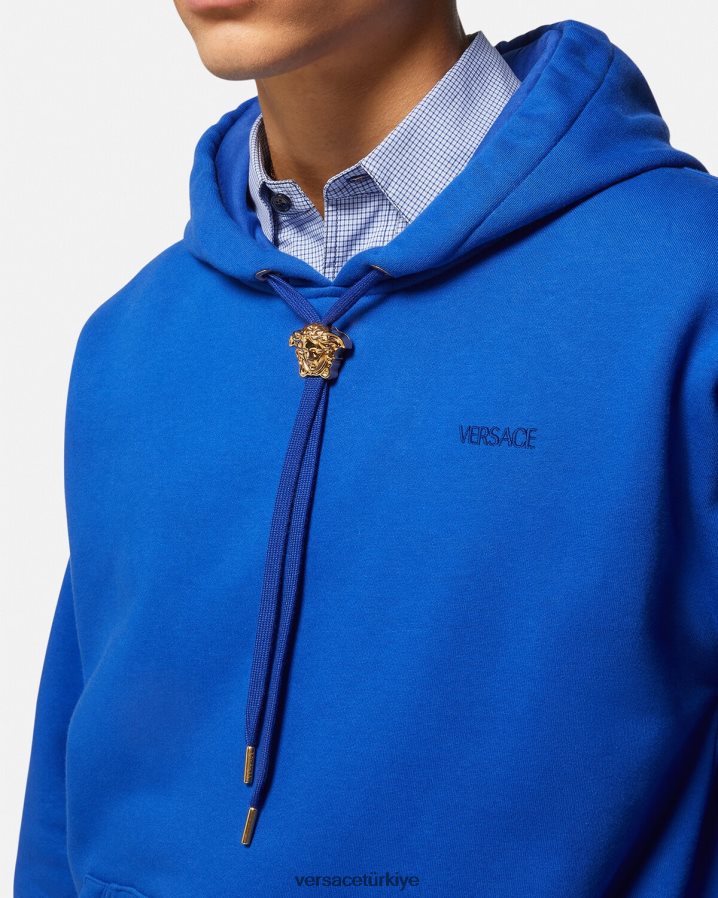 Versace medusa kapşonlu erkekler mavi Giyim B0HHR81419