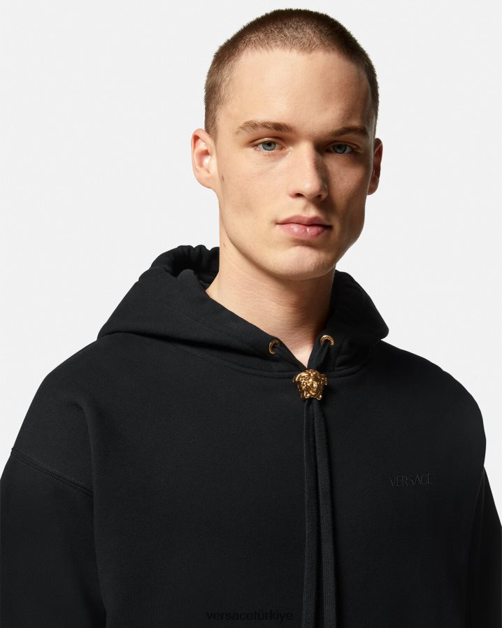 Versace medusa kapşonlu erkekler siyah Giyim B0HHR81414