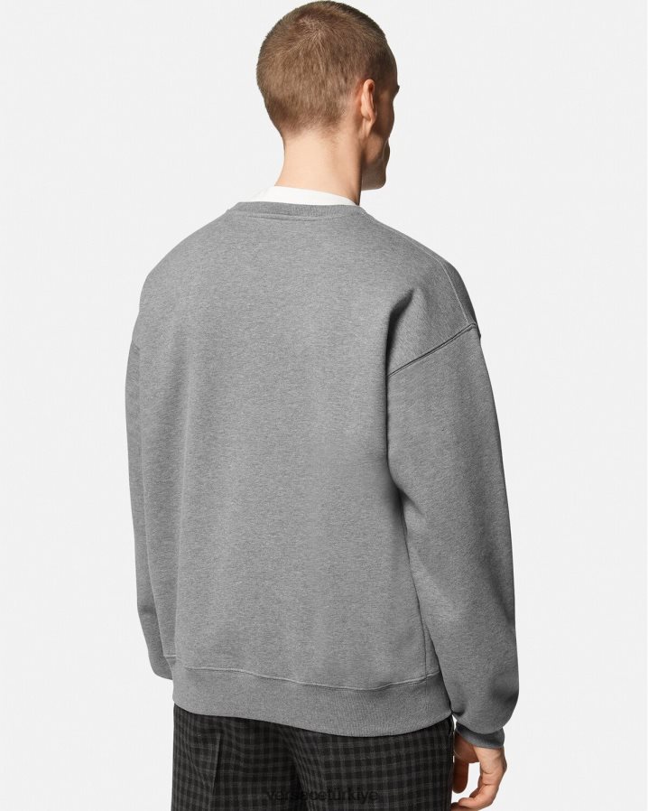 Versace üniversite logolu sweatshirt erkekler gri Giyim B0HHR81424