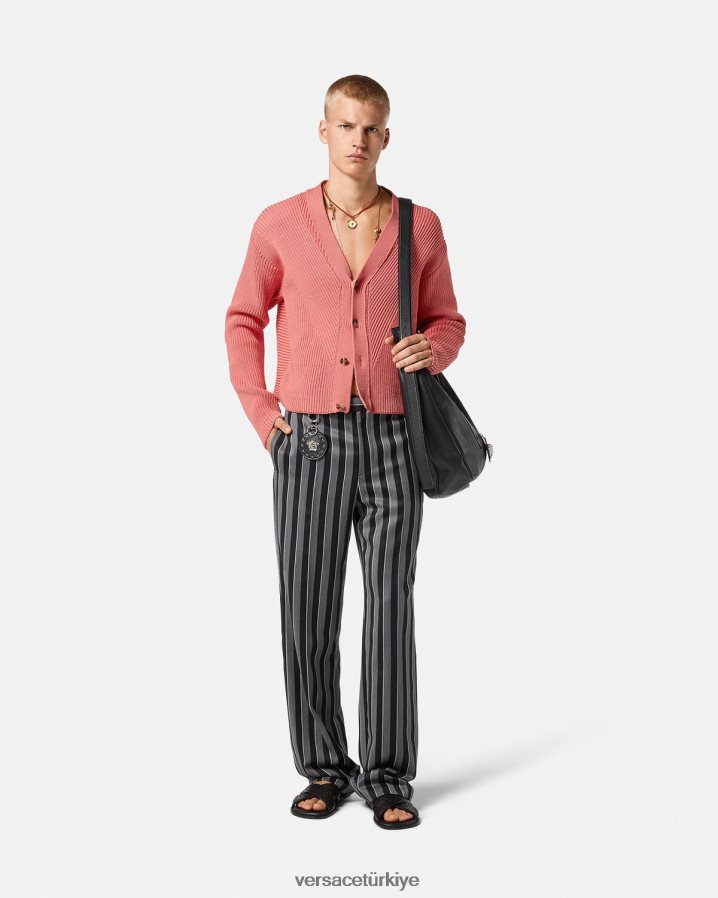 Versace kakma örgü hırka erkekler pembe Giyim B0HHR81334