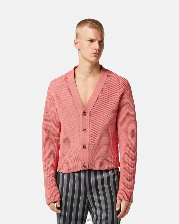 Versace kakma örgü hırka erkekler pembe Giyim B0HHR81334