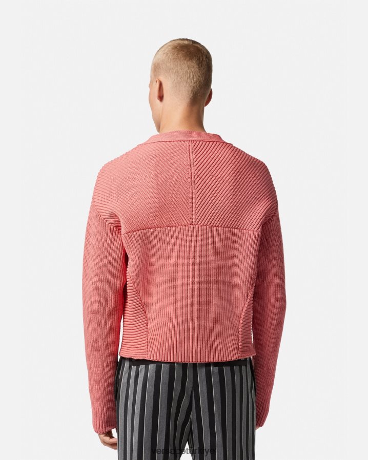 Versace kakma örgü hırka erkekler pembe Giyim B0HHR81334