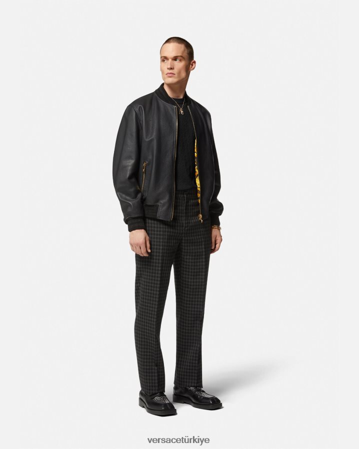 Versace la greca ipek karışımlı kazak erkekler siyah Giyim B0HHR81332