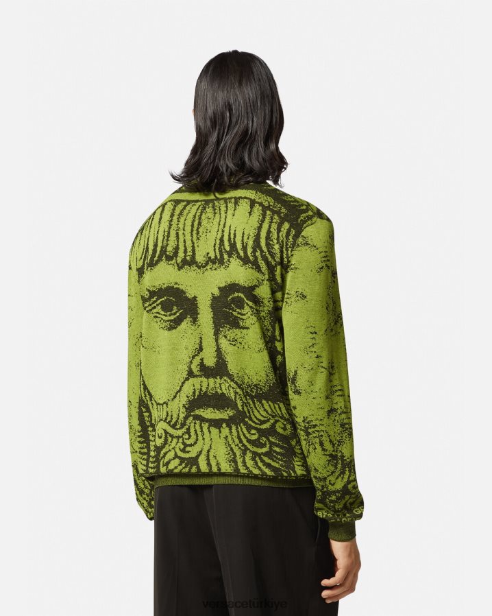 Versace la maschera jakarlı kazak erkekler yeşil Giyim B0HHR81336