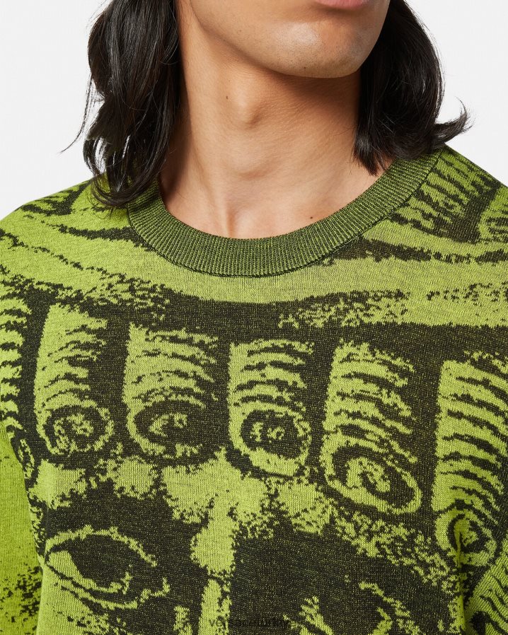 Versace la maschera jakarlı kazak erkekler yeşil Giyim B0HHR81336