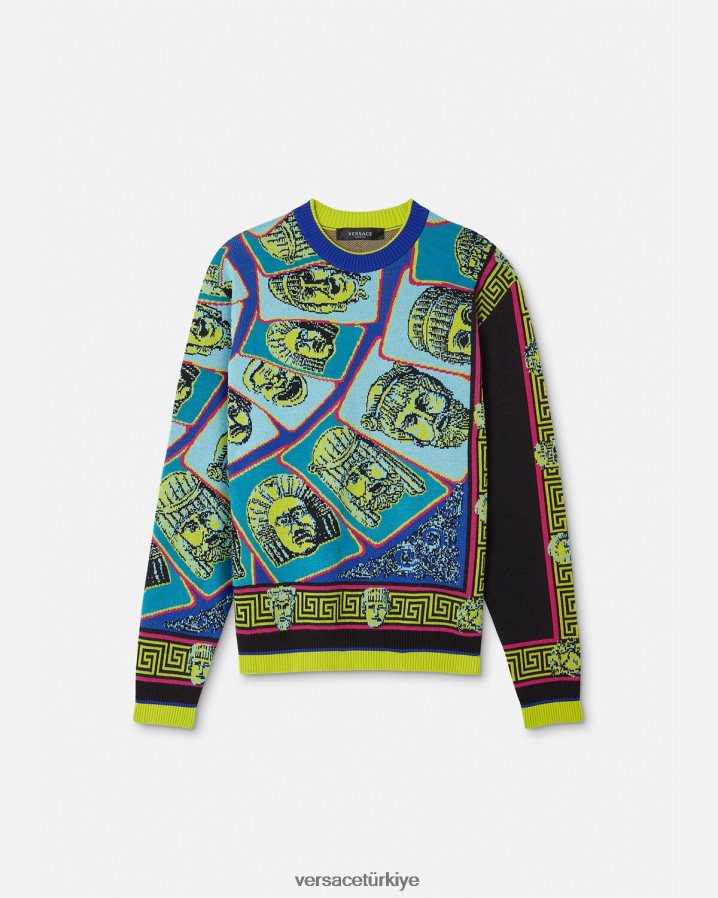 Versace le maschere jakarlı kazak erkekler Yazdır Giyim B0HHR81335