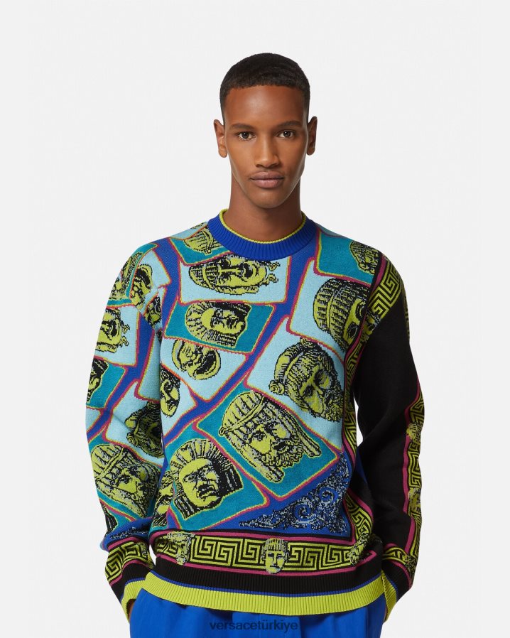 Versace le maschere jakarlı kazak erkekler Yazdır Giyim B0HHR81335