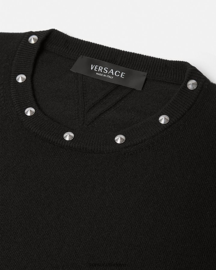 Versace spiral çivili kazak erkekler siyah Giyim B0HHR81346