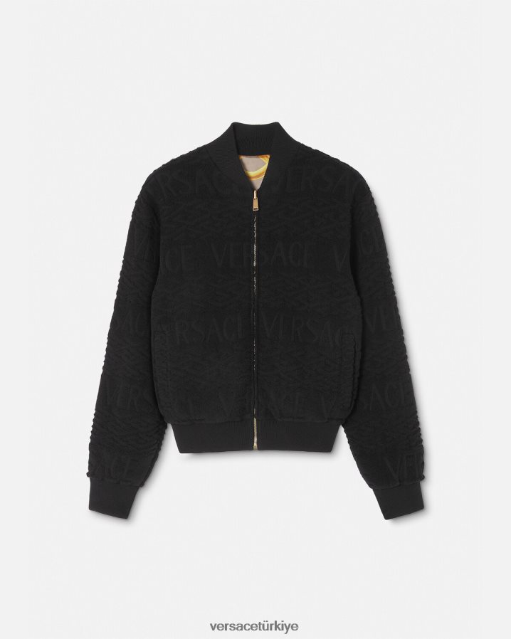 Versace ters çevrilebilir barocco 660 bomber ceket erkekler siyah Giyim B0HHR81351