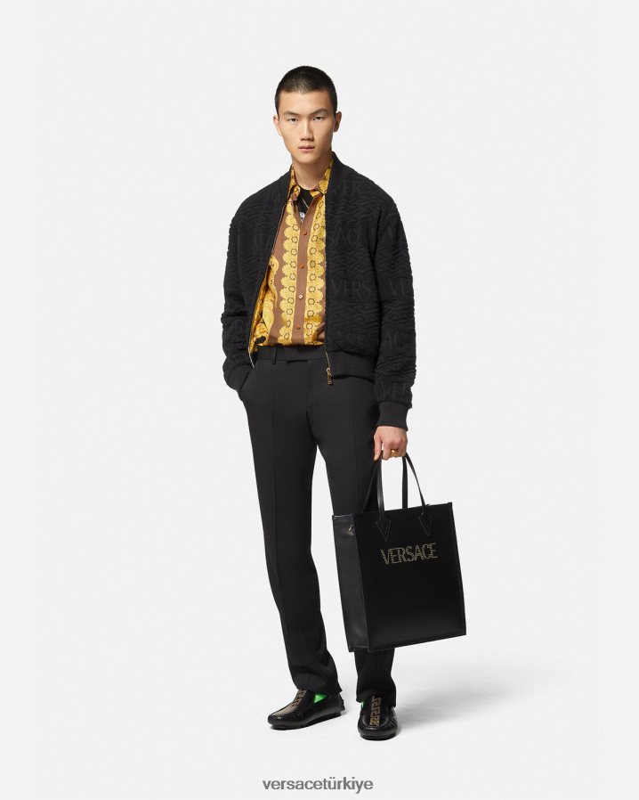 Versace ters çevrilebilir barocco 660 bomber ceket erkekler siyah Giyim B0HHR81351