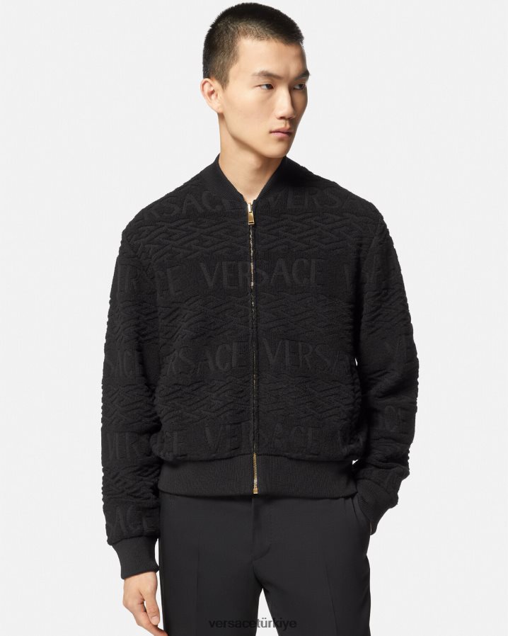 Versace ters çevrilebilir barocco 660 bomber ceket erkekler siyah Giyim B0HHR81351