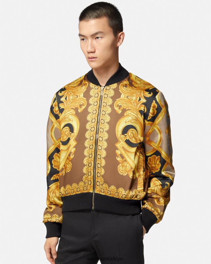 Versace ters çevrilebilir barocco 660 bomber ceket erkekler siyah Giyim B0HHR81351
