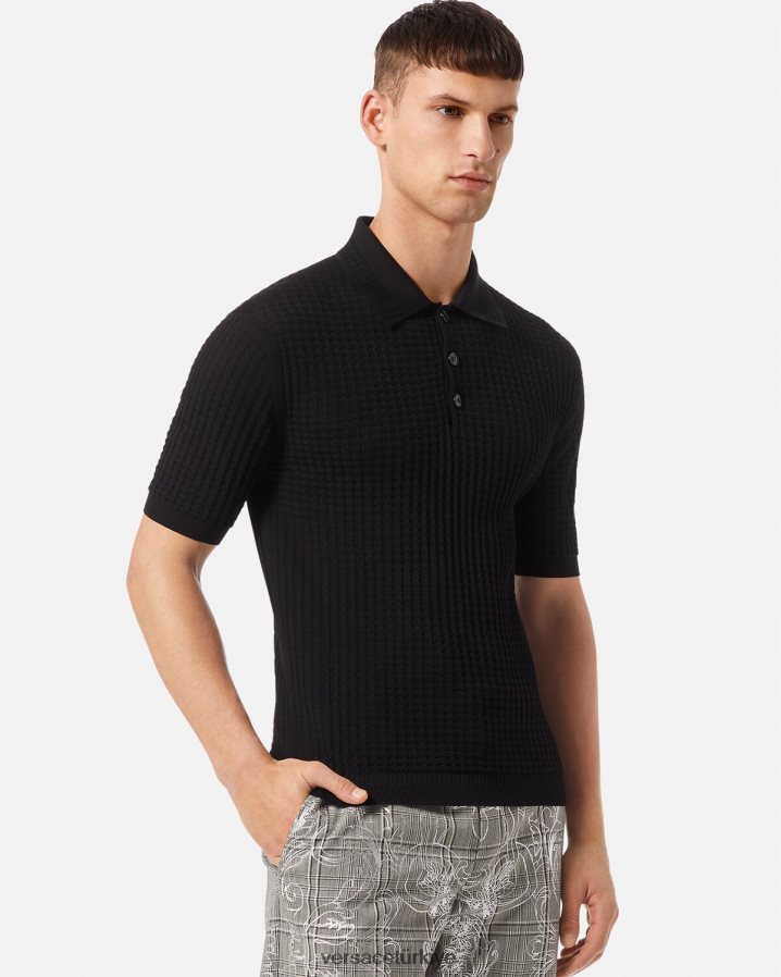 Versace yunan polo gömlek erkekler siyah Giyim B0HHR81337