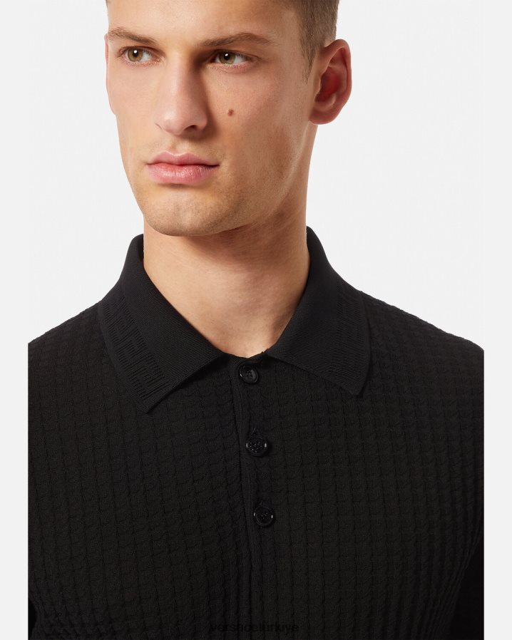 Versace yunan polo gömlek erkekler siyah Giyim B0HHR81337