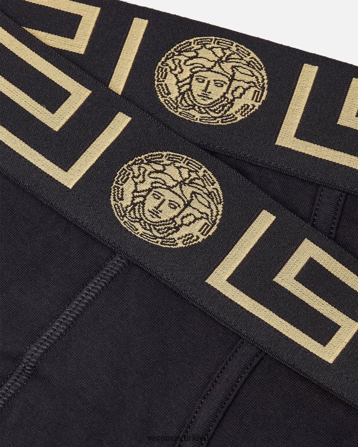 Versace Greca Bordür Külot 2'li Paket erkekler siyah iç çamaşırı ve plaj kıyafeti B0HHR81782