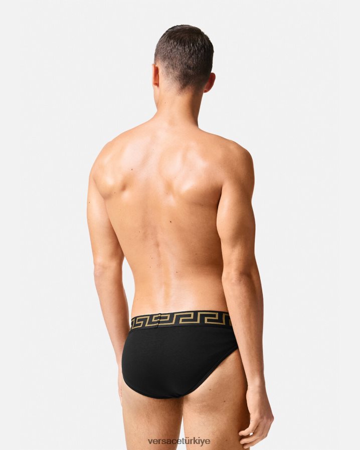 Versace Greca Bordür Külot 3'lü Paket erkekler beyaz & siyah & gri iç çamaşırı ve plaj kıyafeti B0HHR81779