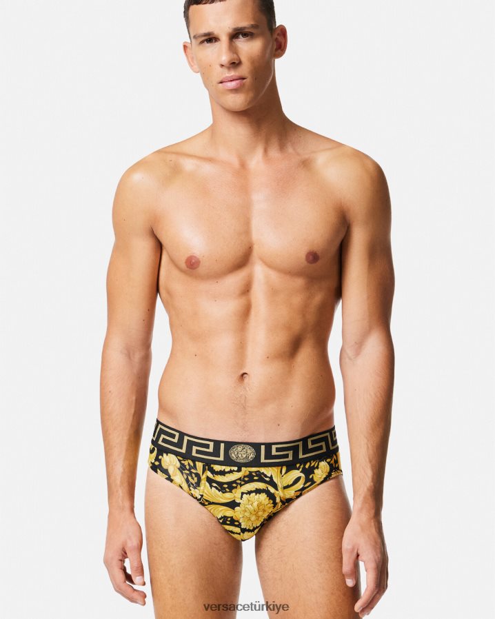 Versace barok külot erkekler siyah iç çamaşırı ve plaj kıyafeti B0HHR81769