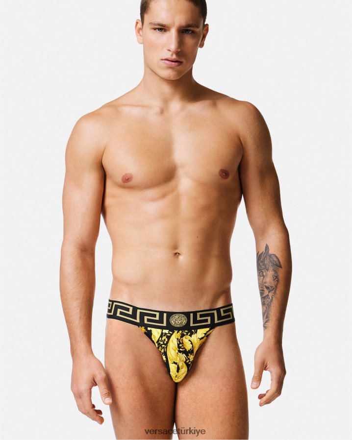 Versace barok suspansiyon erkekler siyah iç çamaşırı ve plaj kıyafeti B0HHR81768