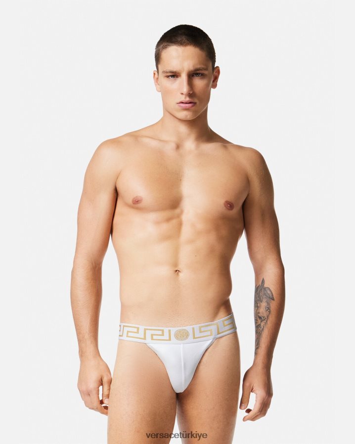 Versace yunan sınırı jockstrap erkekler Beyaz altın iç çamaşırı ve plaj kıyafeti B0HHR81776