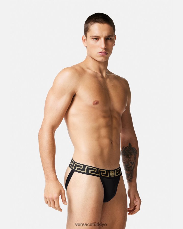 Versace yunan sınırı jockstrap erkekler siyah iç çamaşırı ve plaj kıyafeti B0HHR81774