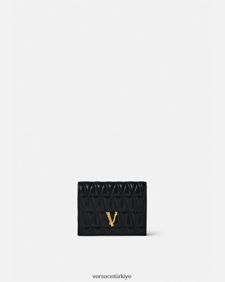 Versace Virtus kapitone iki katlı cüzdan kadınlar siyah Aksesuarlar B0HHR8577