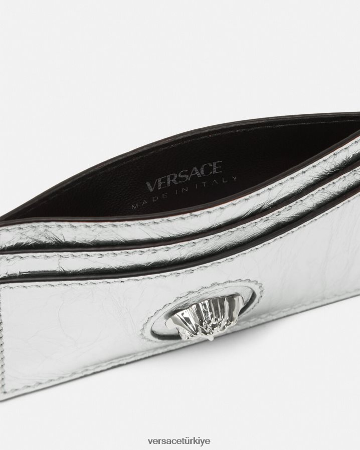 Versace metalik la medusa kart sahibi kadınlar gri Aksesuarlar B0HHR8570