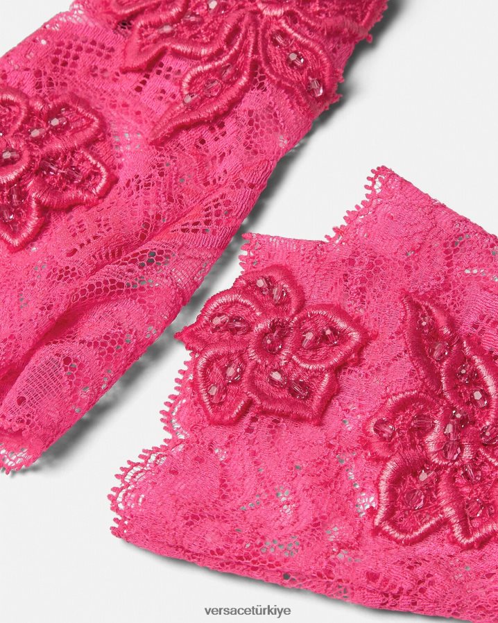 Versace işlemeli dantel parmaksız eldiven kadınlar pembe Aksesuarlar B0HHR8913
