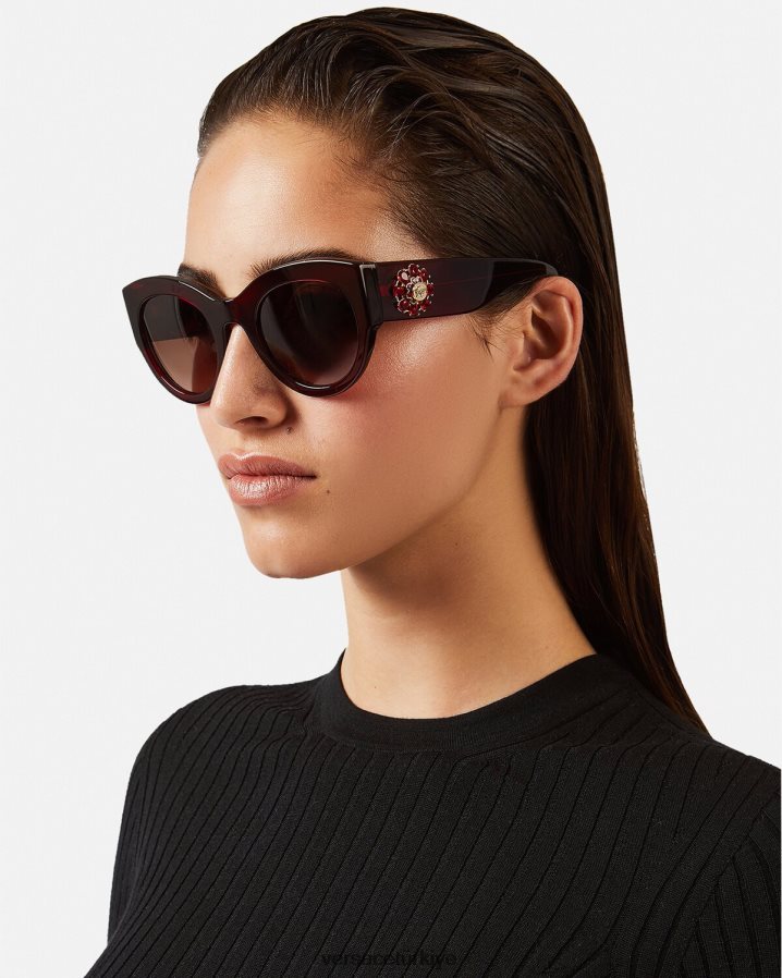 Versace haraç mücevher güneş gözlüğü kadınlar bordo Aksesuarlar B0HHR8684