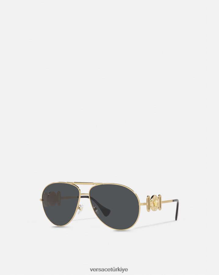 Versace medusa biggie pilot güneş gözlüğü kadınlar altın Aksesuarlar B0HHR8695