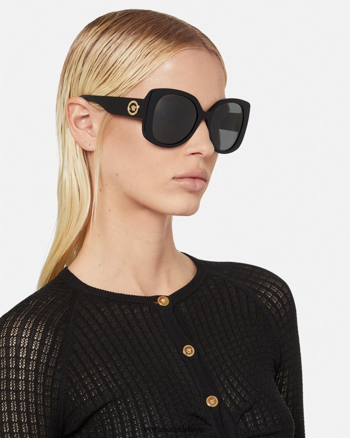Versace medusa simgesi kare güneş gözlüğü kadınlar siyah Aksesuarlar B0HHR8672