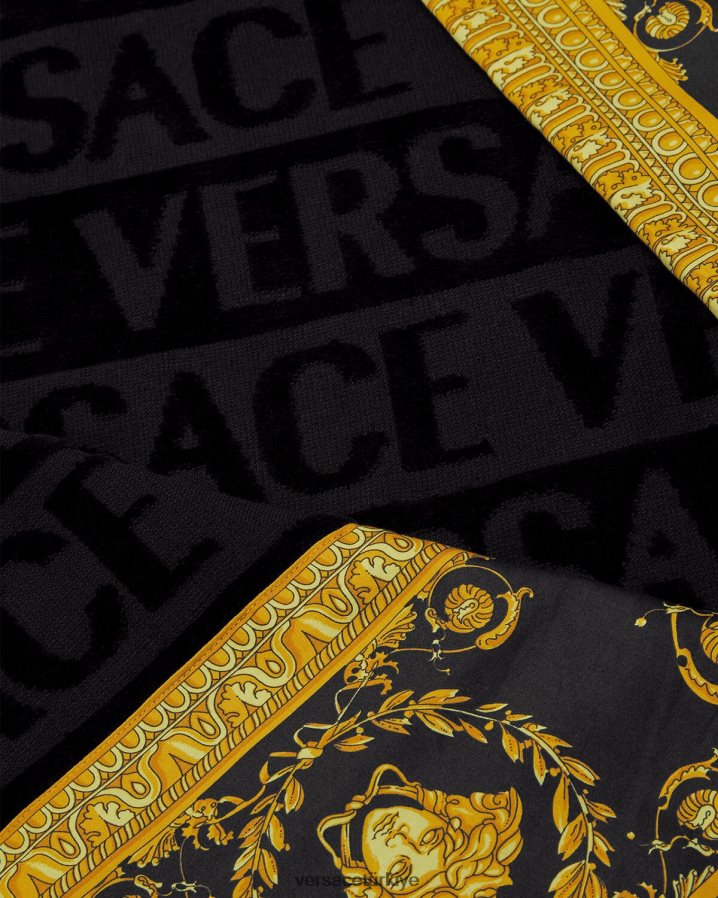 Versace barok plaj havlusu kadınlar siyah iç çamaşırı ve plaj kıyafeti B0HHR81198
