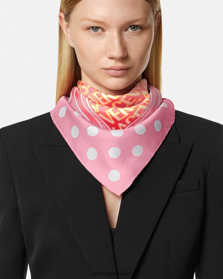 Versace allover ipek fular kadınlar pembe ve beyaz Aksesuarlar B0HHR8885