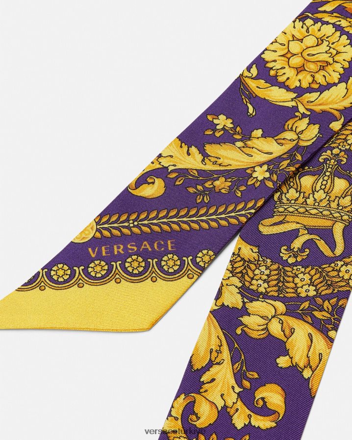 Versace barok ipek eşarp kravat kadınlar mor ve altın Aksesuarlar B0HHR8916