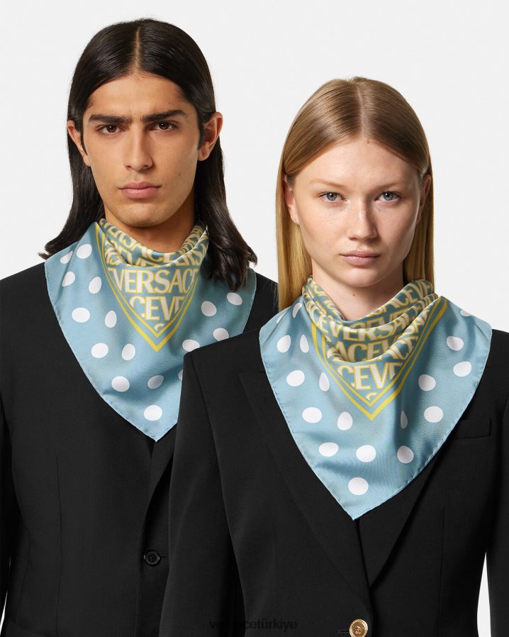 Versace boydan boya ipek üçgen fular kadınlar Yazdır Aksesuarlar B0HHR8886