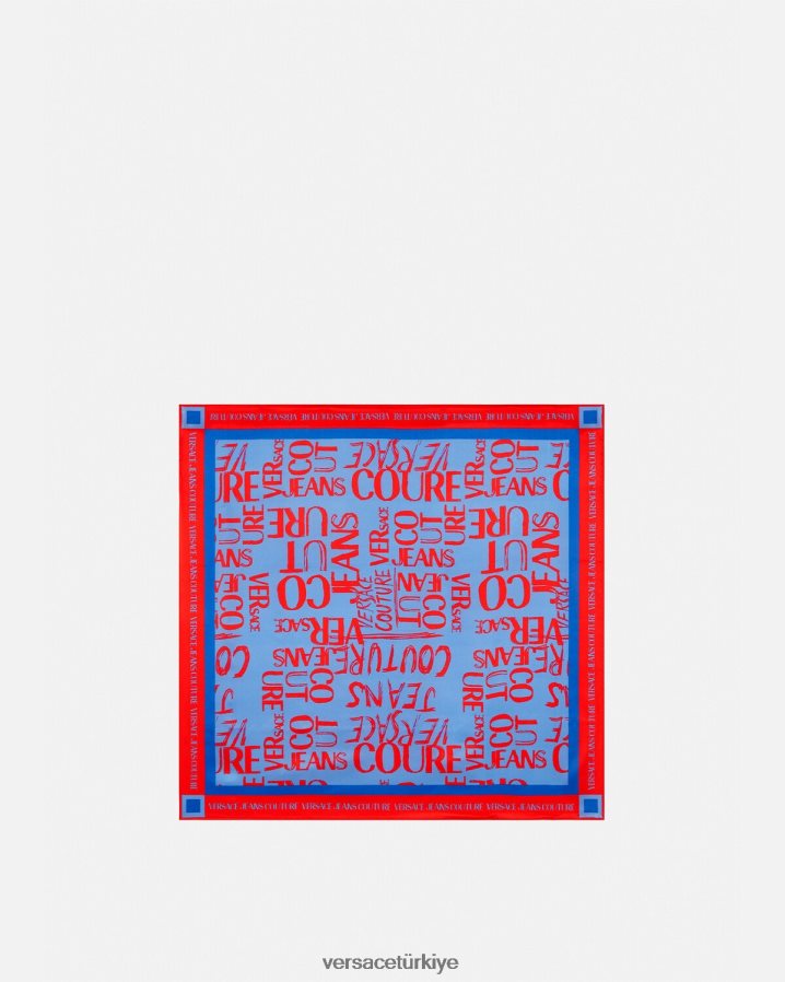 Versace doodle logo ipek fular kadınlar açık mavi Aksesuarlar B0HHR82356
