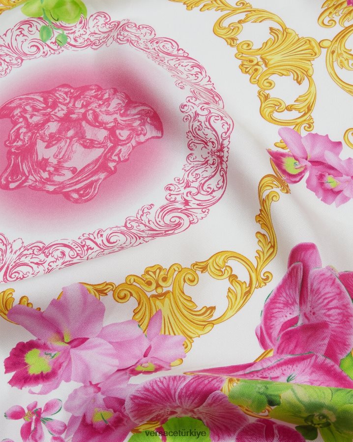 Versace medusa orkide büyük ipek fular kadınlar beyaz ve baskı Aksesuarlar B0HHR8930