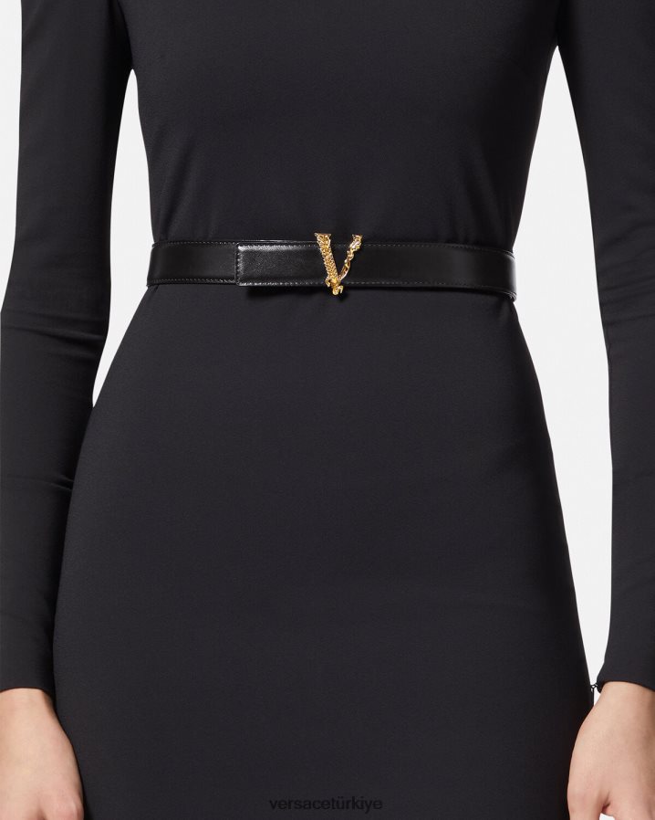 Versace Virtus deri kemer kadınlar siyah Aksesuarlar B0HHR8539